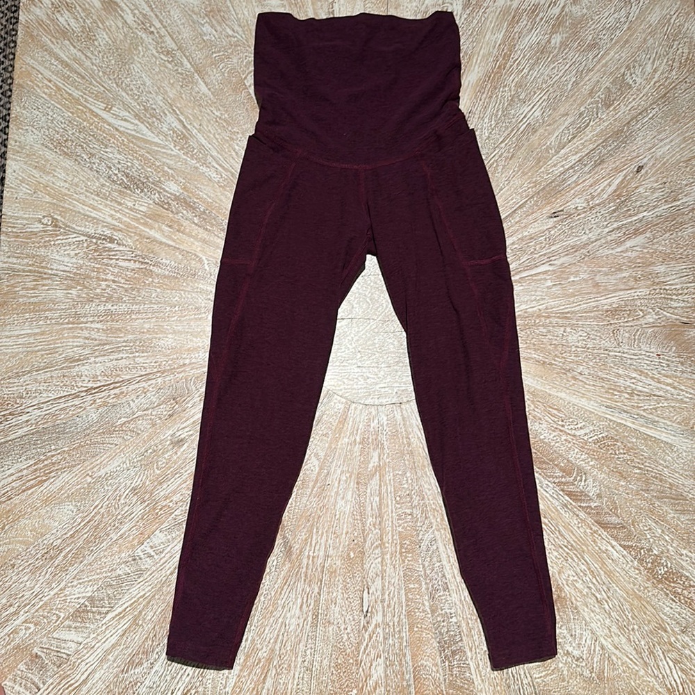 Beyond Yoga Beyond the Bump Space dye maternity pocket legging - eggplant - smal